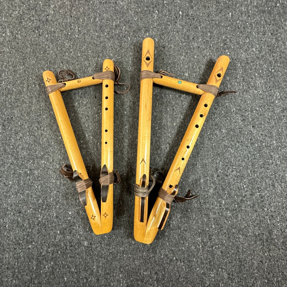 High Spirits Double Flute Sets Natural Wood Native American Style C & D instrmnt